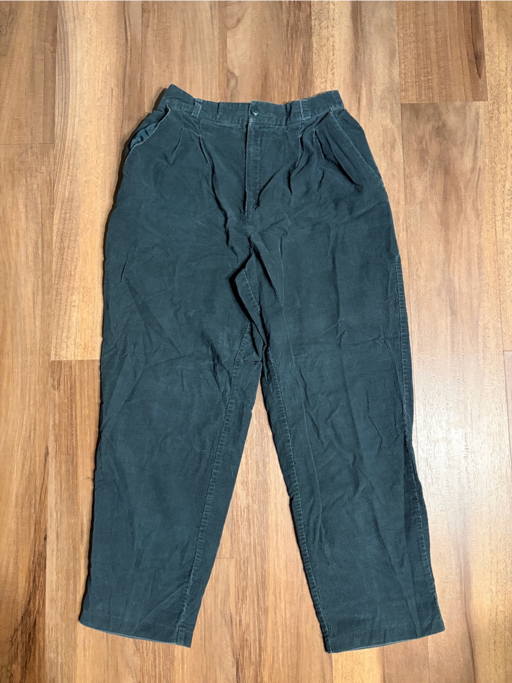 100% Cotton Vintage Corduroy Pants in Deep Blue – high waisted